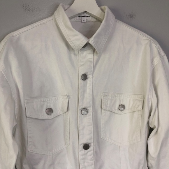 Superdown New Holland Denim Dress White Button Front Small - Picture 6 of 15